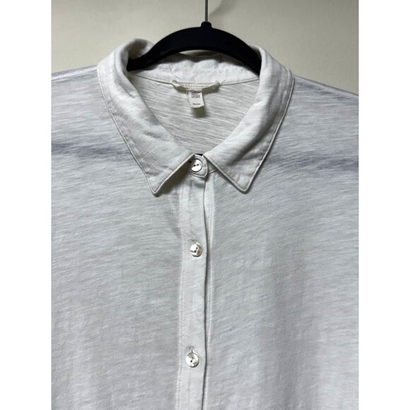 EILEEN FISHER 100% Organic Cotton Mother of Pearl Button Crisp White, Sz M - Picture 2 of 7